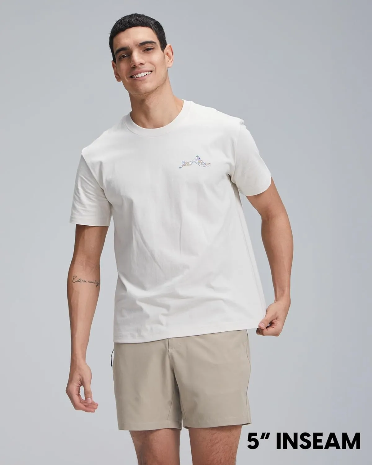 maamgic Mens Casual Shorts with Compression Liner 5/7 Inch Classic Fit Khaki Shorts