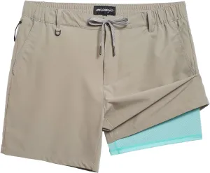 maamgic Mens Casual Shorts with Compression Liner 5/7 Inch Classic Fit Khaki Shorts