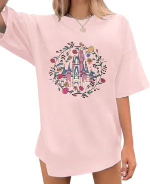 Magical Shirt for Women Oversized Happy Family Vacation Graphic Tees Casual Summer Holiday Tops