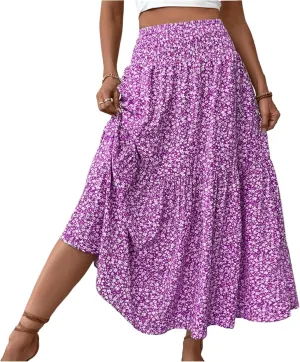 Maxi Skirts for Women,Flowy Long Skirts 2025 Trendy Pleated High Waisted Womens Boho Maxi Skirt with Pockets