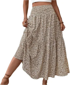 Maxi Skirts for Women,Flowy Long Skirts 2025 Trendy Pleated High Waisted Womens Boho Maxi Skirt with Pockets