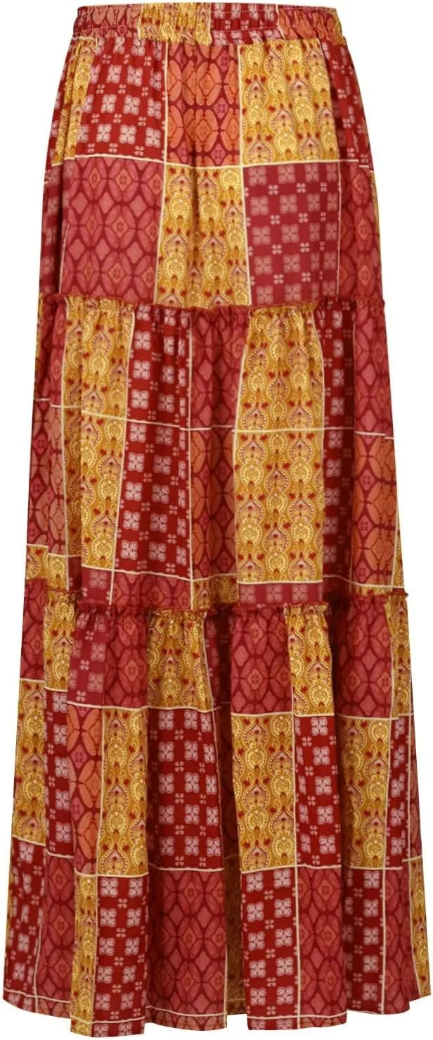 Maxi Skirts for Women,Womens Boho Maxi Skirt with Pockets Trendy Linen Elastic High Waisted Flowy Long Skirts 2025