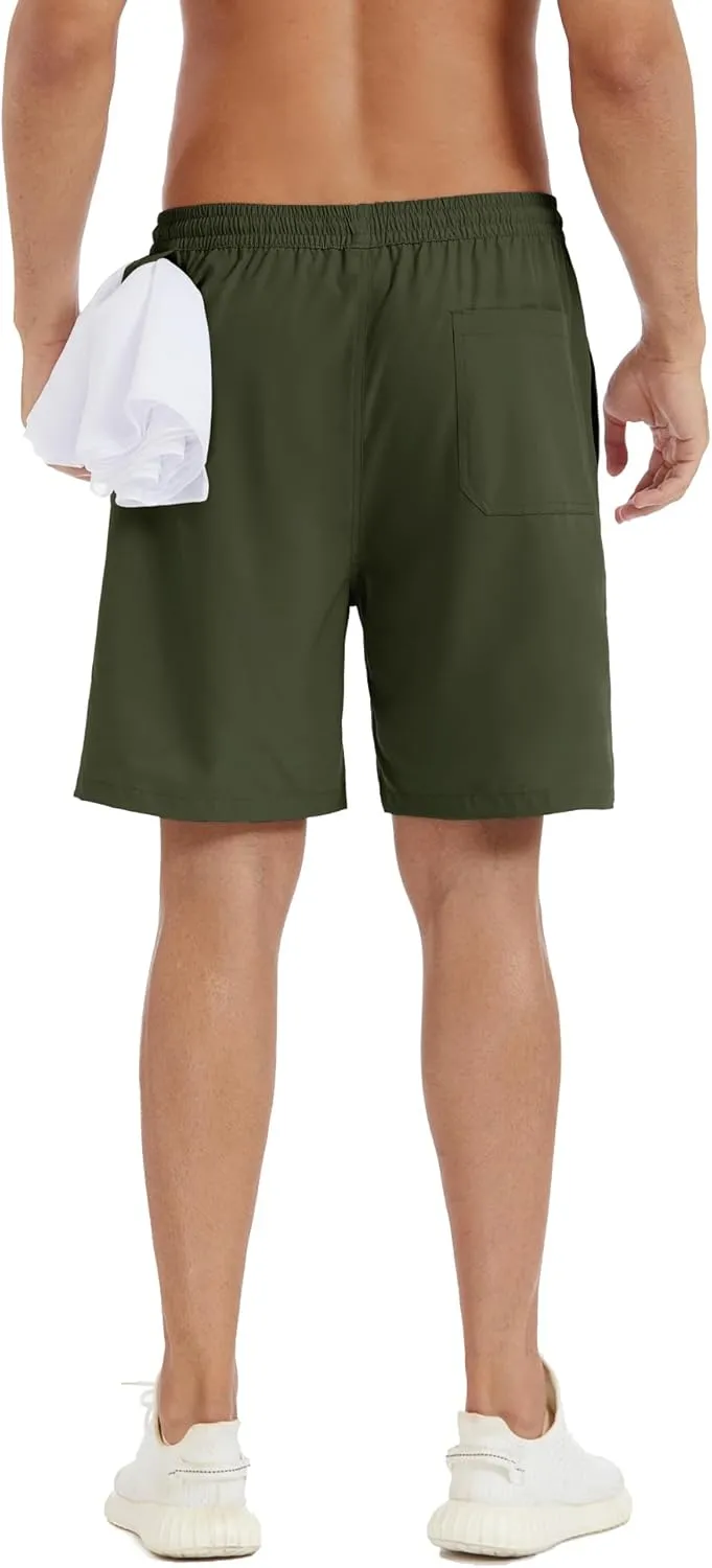 Men's Stretch Waist Casual Shorts-7" Quick Dry Running Athletic Shorts with Towel Loop