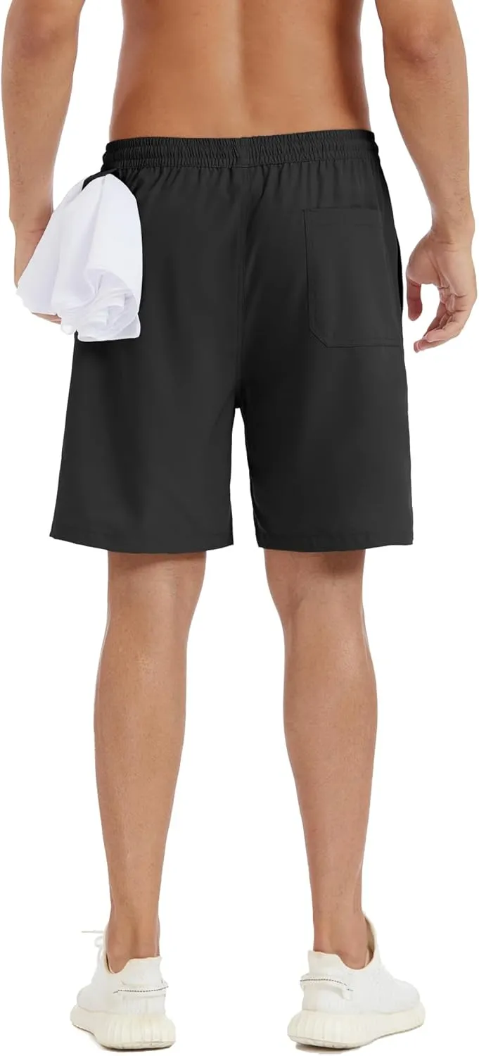 Men's Stretch Waist Casual Shorts-7" Quick Dry Running Athletic Shorts with Towel Loop