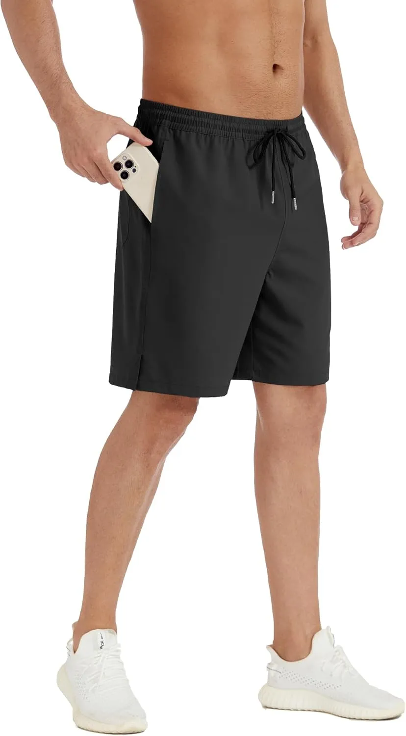 Men's Stretch Waist Casual Shorts-7" Quick Dry Running Athletic Shorts with Towel Loop