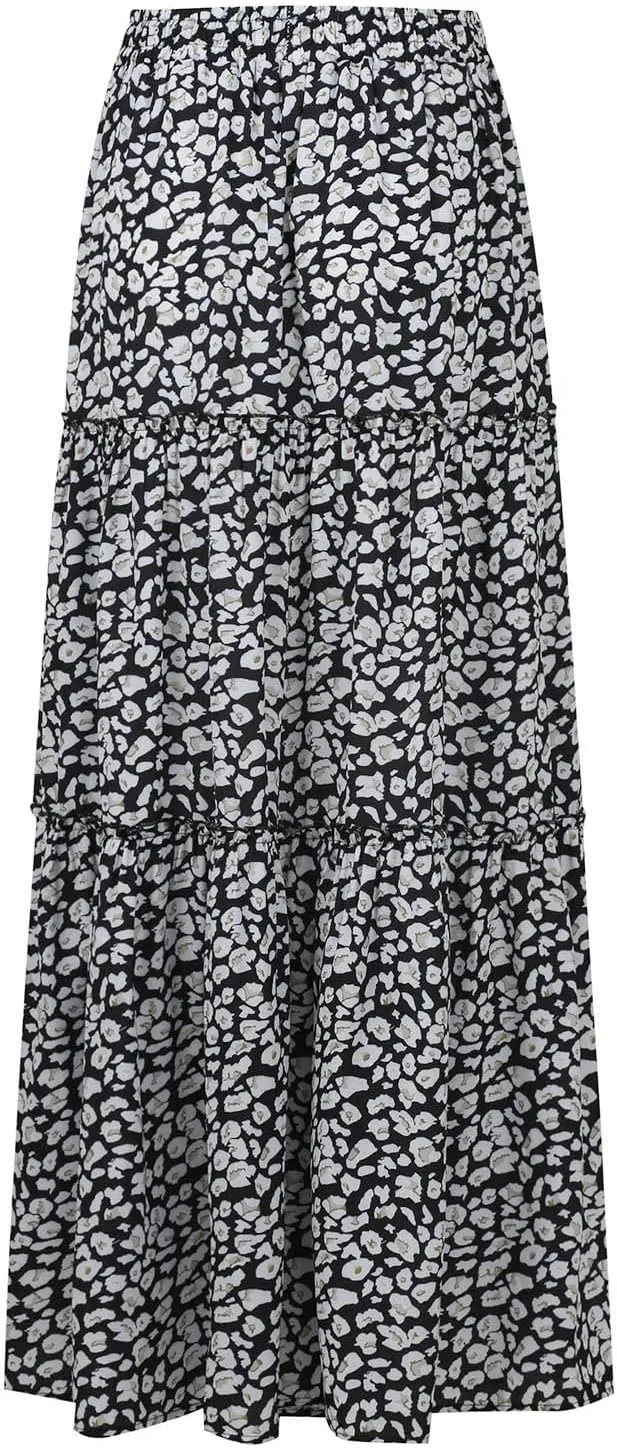 Midi Skirt,Linen Womens Boho Maxi Skirt with Pockets Trendy Flowy Long Skirts for Women 2025 Elastic High Waisted