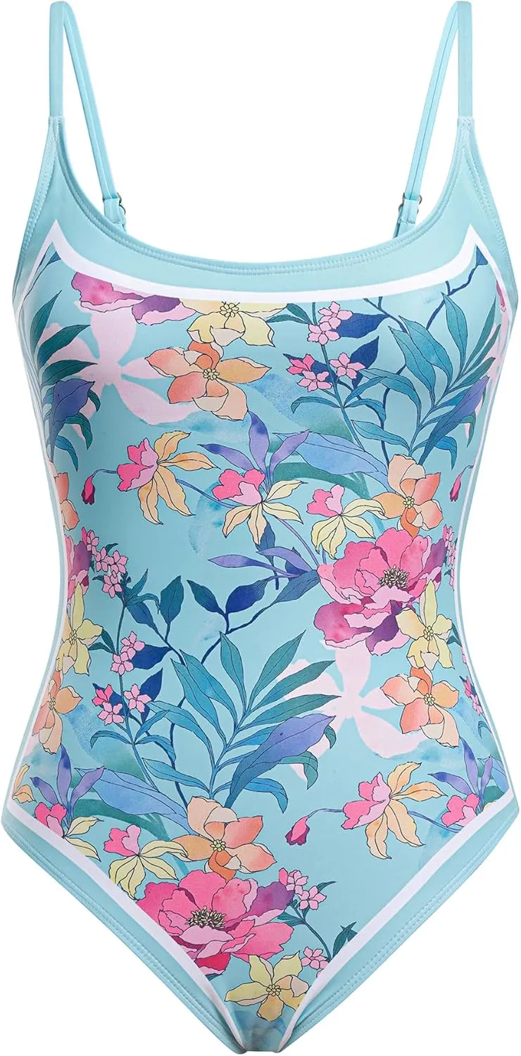 Narecte Sexy One Piece Bathing Suit for Women Tummy Control High Cut One Piece Swimsuit Womens Swim Suit