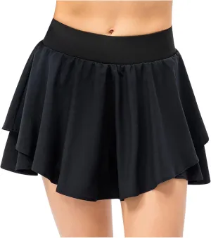NaRHbrg Y2K Ruffle Short Skirt for Women's Low-Waisted Sexy A-Line Mini Skirt Beachwear Club Party Skorts Mini Skirts