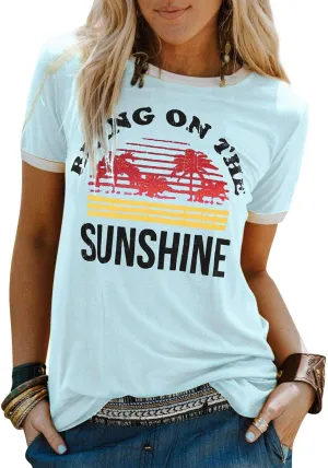 Nlife Bring On The Sunshine Graphic Long Sleeves Tees Blouses for Women Tops Sweaters for Women