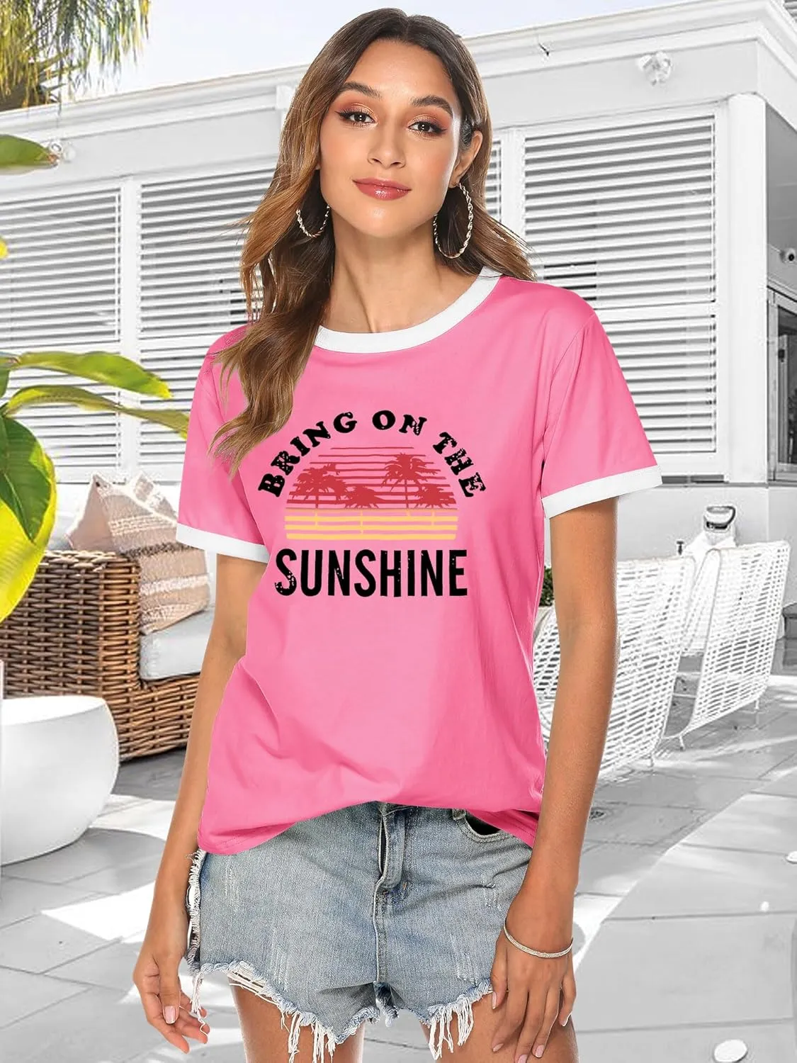 Nlife Bring On The Sunshine Graphic Long Sleeves Tees Blouses for Women Tops Sweaters for Women