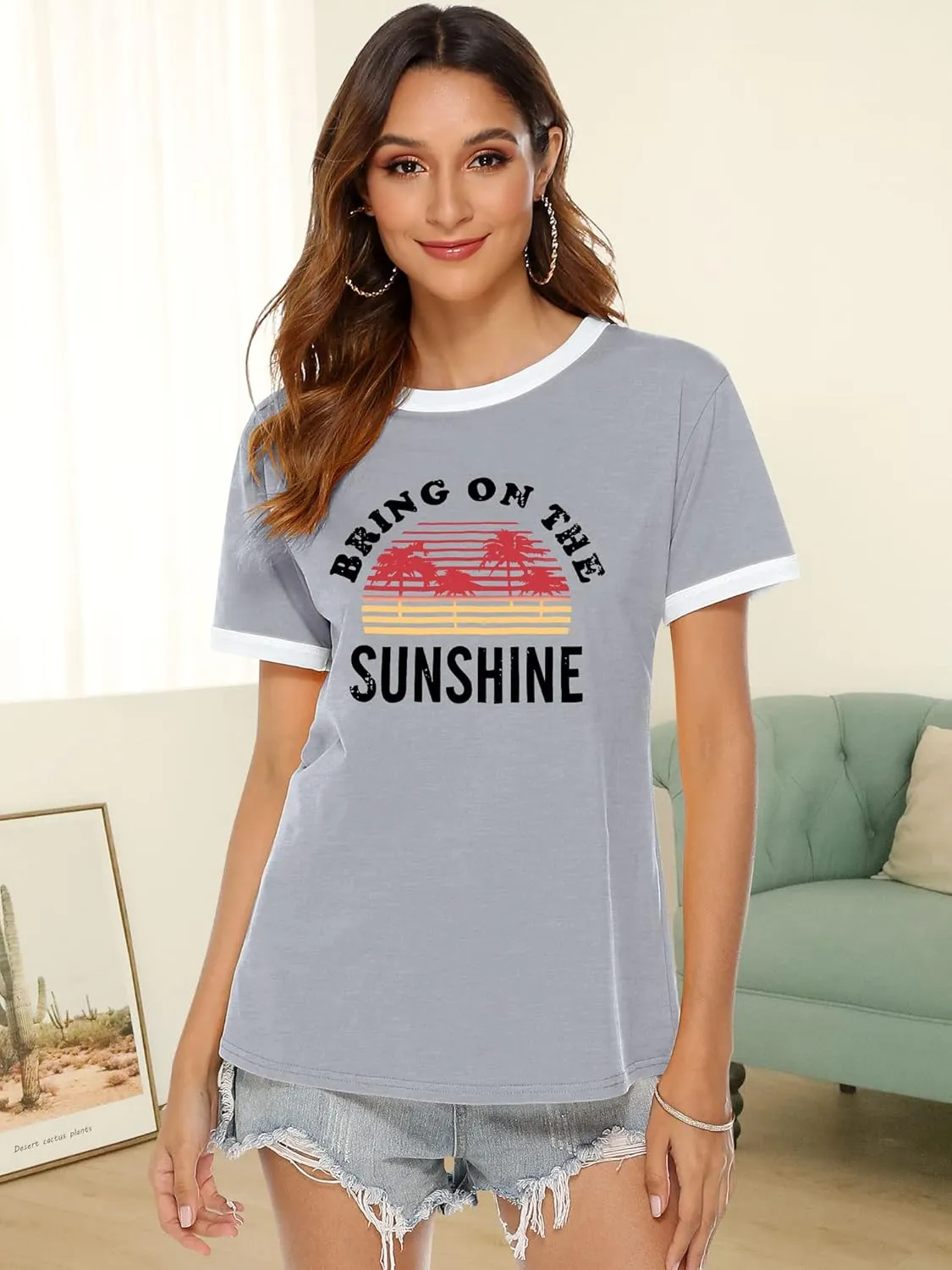 Nlife Bring On The Sunshine Graphic Long Sleeves Tees Blouses for Women Tops Sweaters for Women
