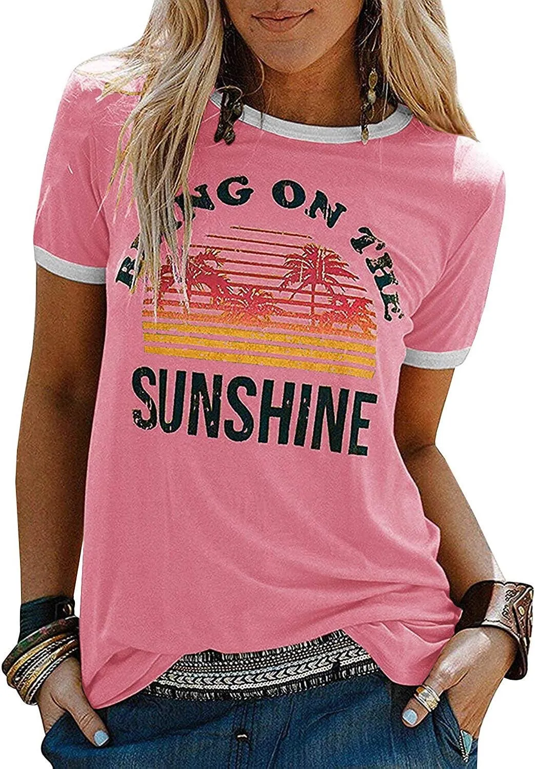 Nlife Bring On The Sunshine Graphic Long Sleeves Tees Blouses for Women Tops Sweaters for Women