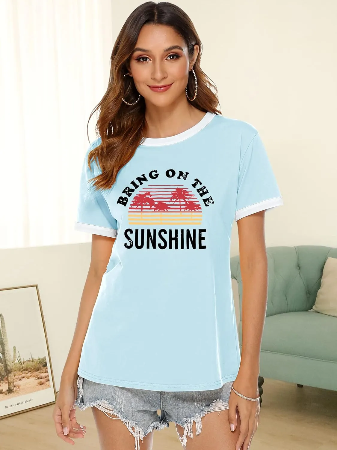Nlife Bring On The Sunshine Graphic Long Sleeves Tees Blouses for Women Tops Sweaters for Women