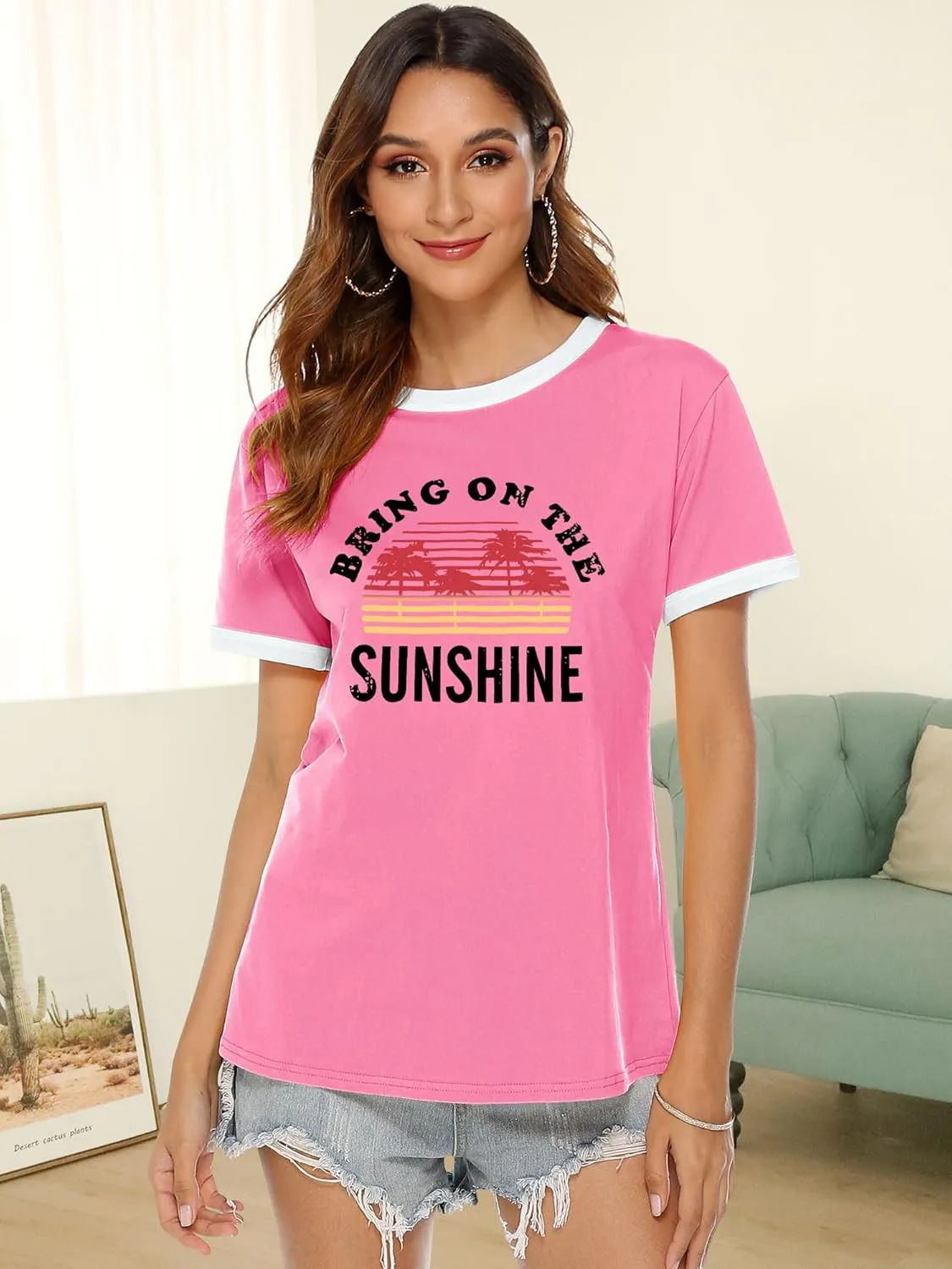 Nlife Bring On The Sunshine Graphic Long Sleeves Tees Blouses for Women Tops Sweaters for Women