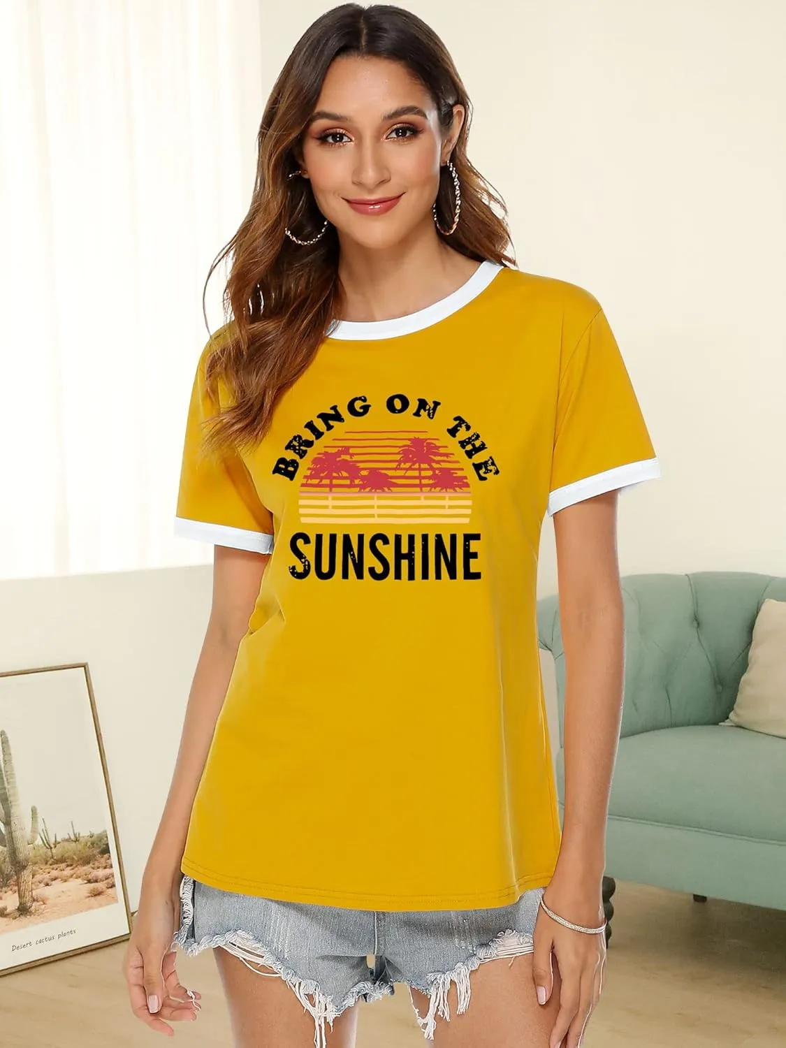 Nlife Bring On The Sunshine Graphic Long Sleeves Tees Blouses for Women Tops Sweaters for Women