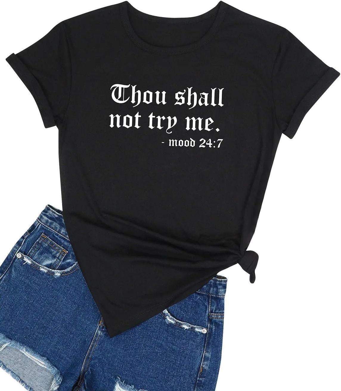 Nlife Thou Shall Not Try Me Oversized Sweatershirt Graphic Tee Shirt for Womens Tshirts Ladies Tops