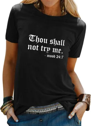 Nlife Thou Shall Not Try Me Oversized Sweatershirt Graphic Tee Shirt for Womens Tshirts Ladies Tops