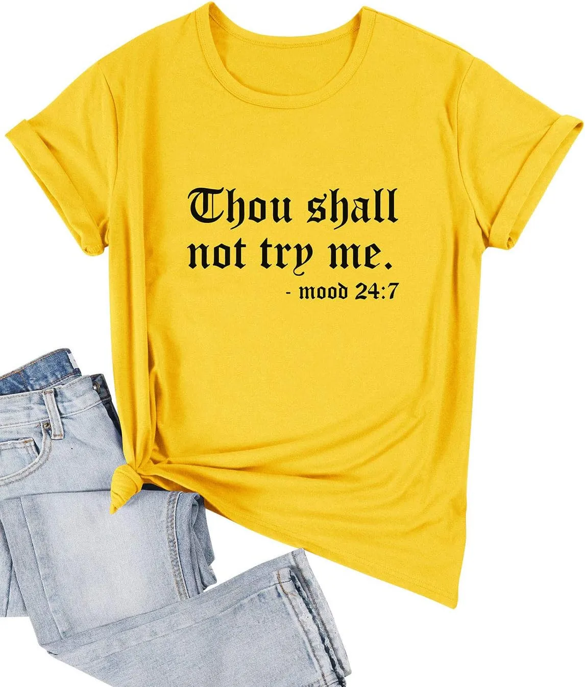 Nlife Thou Shall Not Try Me Oversized Sweatershirt Graphic Tee Shirt for Womens Tshirts Ladies Tops