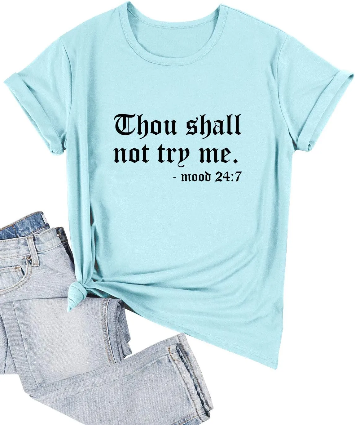 Nlife Thou Shall Not Try Me Oversized Sweatershirt Graphic Tee Shirt for Womens Tshirts Ladies Tops