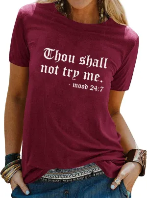 Nlife Thou Shall Not Try Me Oversized Sweatershirt Graphic Tee Shirt for Womens Tshirts Ladies Tops