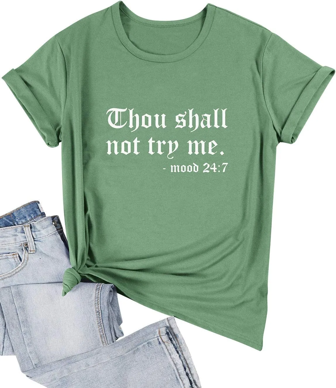 Nlife Thou Shall Not Try Me Oversized Sweatershirt Graphic Tee Shirt for Womens Tshirts Ladies Tops