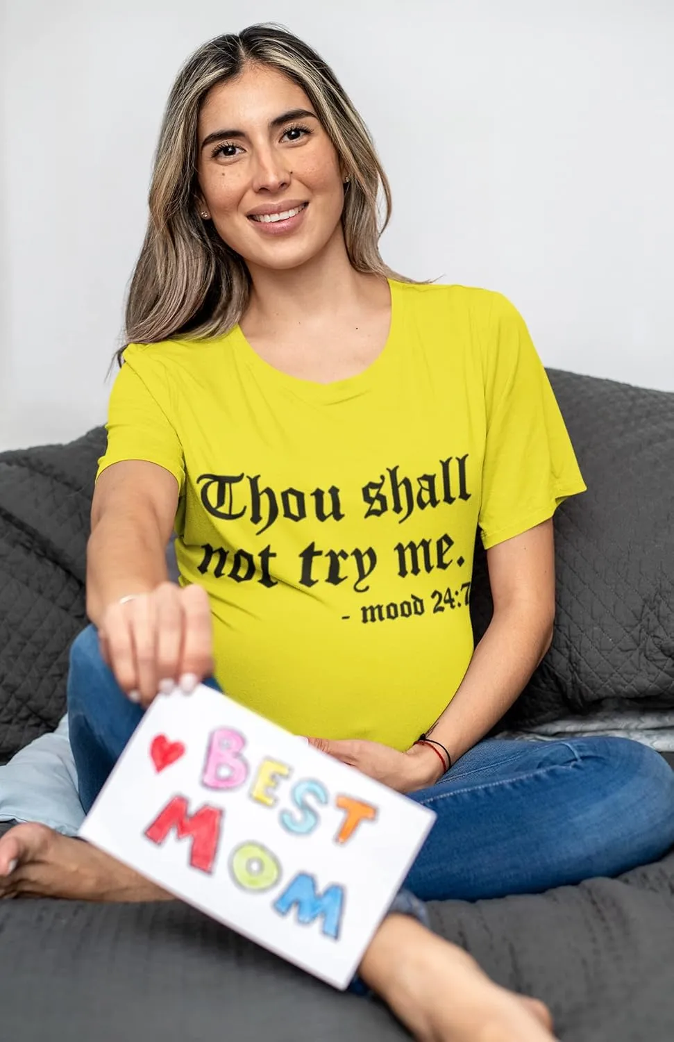 Nlife Thou Shall Not Try Me Oversized Sweatershirt Graphic Tee Shirt for Womens Tshirts Ladies Tops