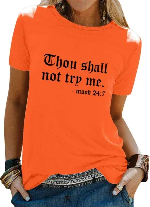 Nlife Thou Shall Not Try Me Oversized Sweatershirt Graphic Tee Shirt for Womens Tshirts Ladies Tops