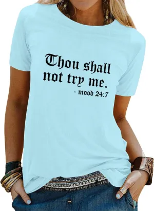 Nlife Thou Shall Not Try Me Oversized Sweatershirt Graphic Tee Shirt for Womens Tshirts Ladies Tops