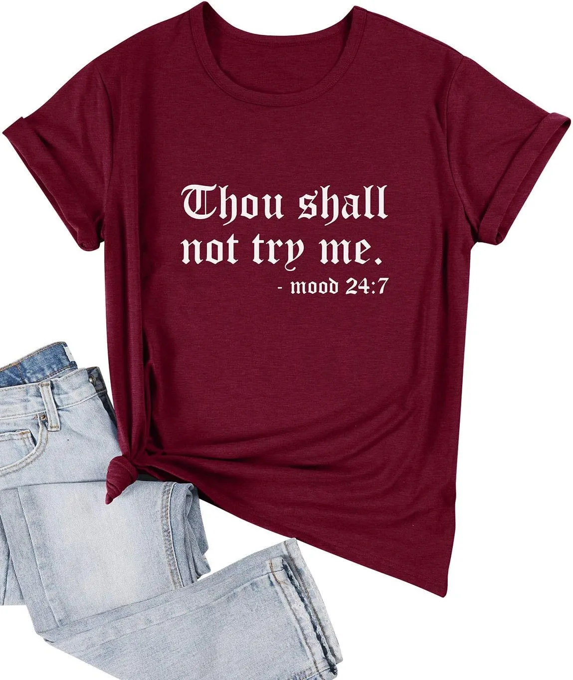Nlife Thou Shall Not Try Me Oversized Sweatershirt Graphic Tee Shirt for Womens Tshirts Ladies Tops