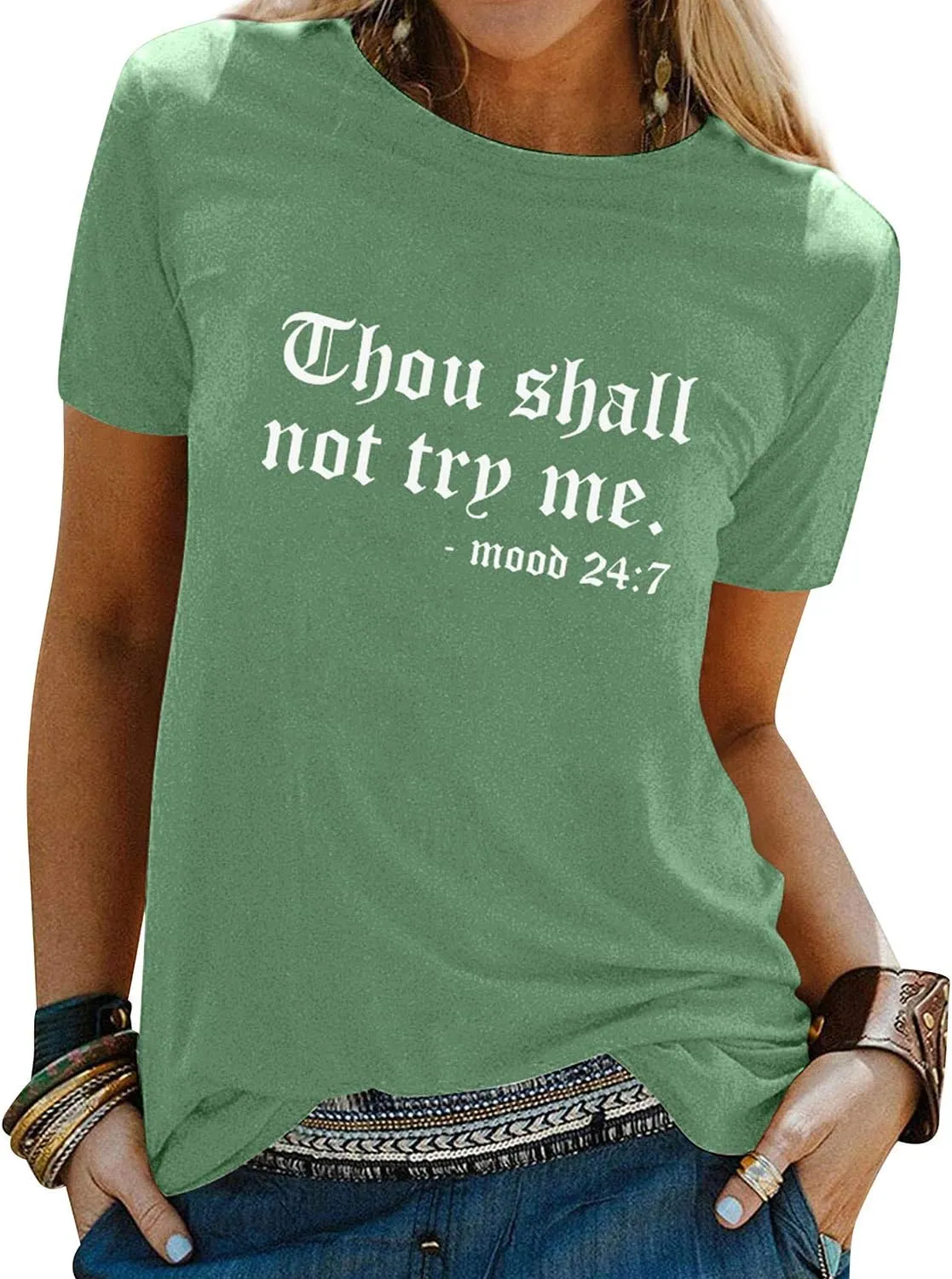 Nlife Thou Shall Not Try Me Oversized Sweatershirt Graphic Tee Shirt for Womens Tshirts Ladies Tops
