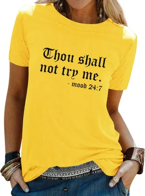 Nlife Thou Shall Not Try Me Oversized Sweatershirt Graphic Tee Shirt for Womens Tshirts Ladies Tops