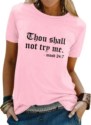 Nlife Thou Shall Not Try Me Oversized Sweatershirt Graphic Tee Shirt for Womens Tshirts Ladies Tops