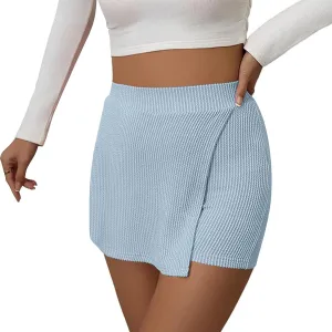 Oplxuo Women's Summer Wrap Skort High Waisted Textured Mini Skirts Pull On Shorts Dressy Bodycon Skirt Inner Shorts