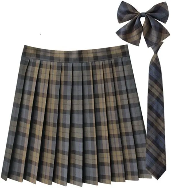 Plaid Pleated Mini Skirts for Women A Line Elastic Skirt High Waisted Stretchy Skirts Trendy Cosplay Skirt