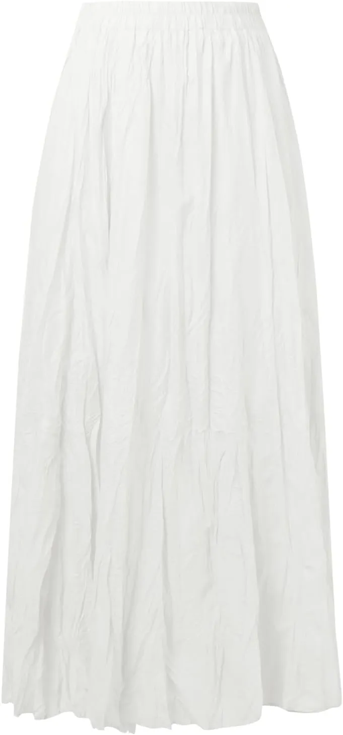 Pleated Maxi Skirts for Women 2025 Summer High Waisted Solid Color Swing A-Line Long Beach Skirt