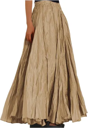 Pleated Maxi Skirts for Women 2025 Summer High Waisted Solid Color Swing A-Line Long Beach Skirt