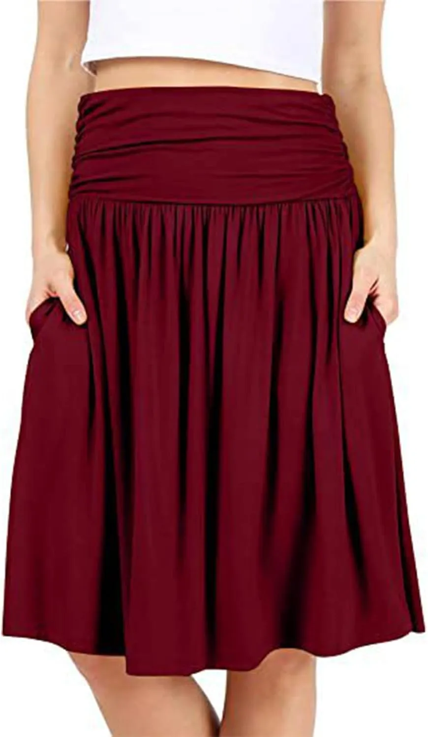 Pleated Skirt Women High Waisted Flowy Mini Skirts Casual Comfy Solid Color Half Skirt Soft Ruffle a Line Skirts