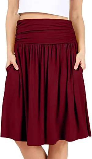 Pleated Skirt Women High Waisted Flowy Mini Skirts Casual Comfy Solid Color Half Skirt Soft Ruffle a Line Skirts