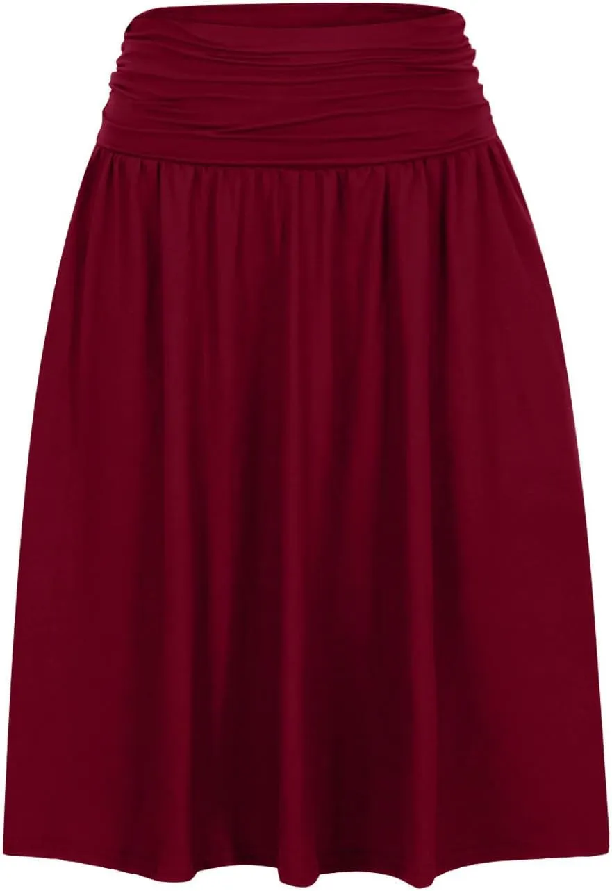 Pleated Skirt Women High Waisted Flowy Mini Skirts Casual Comfy Solid Color Half Skirt Soft Ruffle a Line Skirts