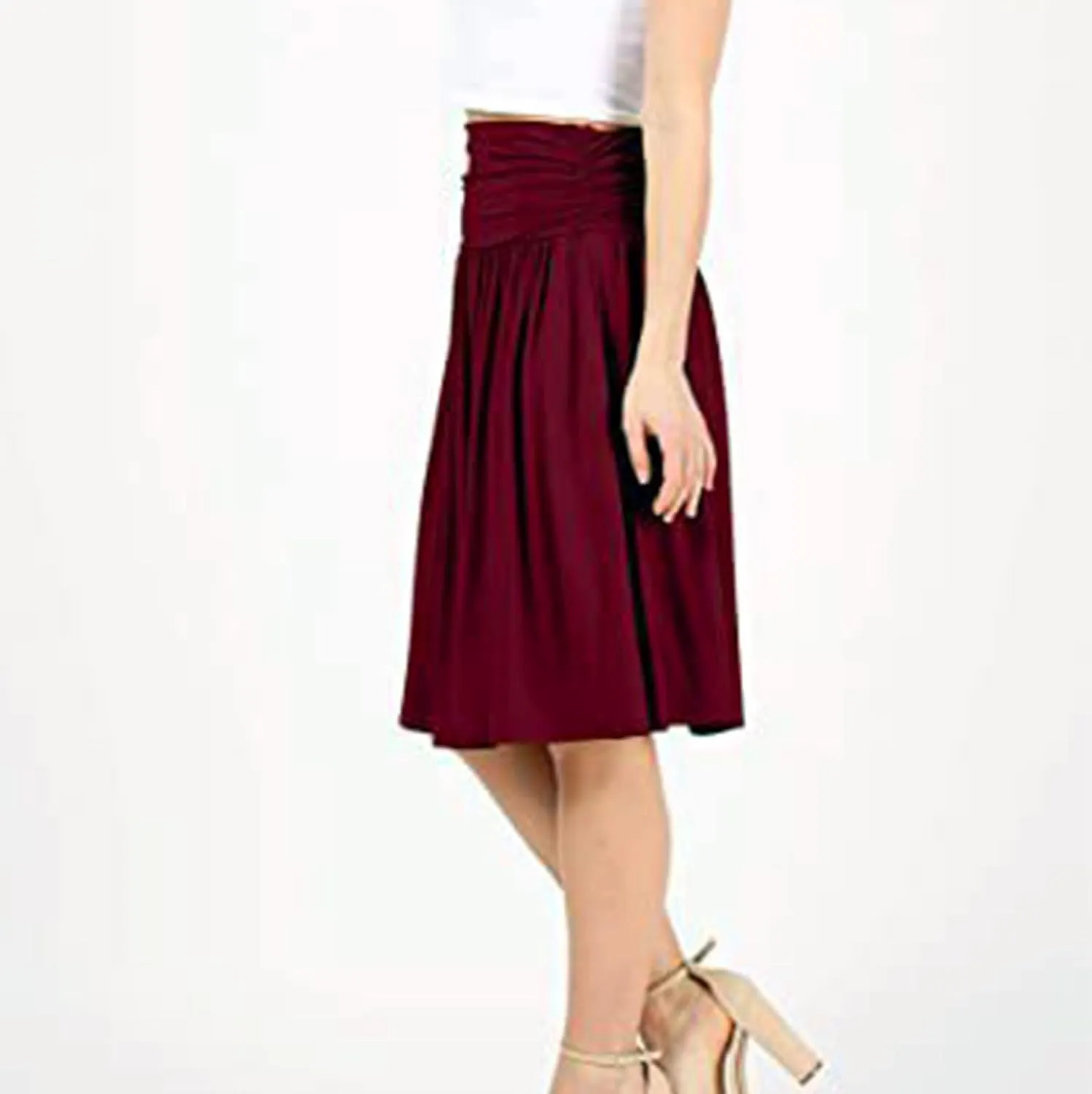Pleated Skirt Women High Waisted Flowy Mini Skirts Casual Comfy Solid Color Half Skirt Soft Ruffle a Line Skirts