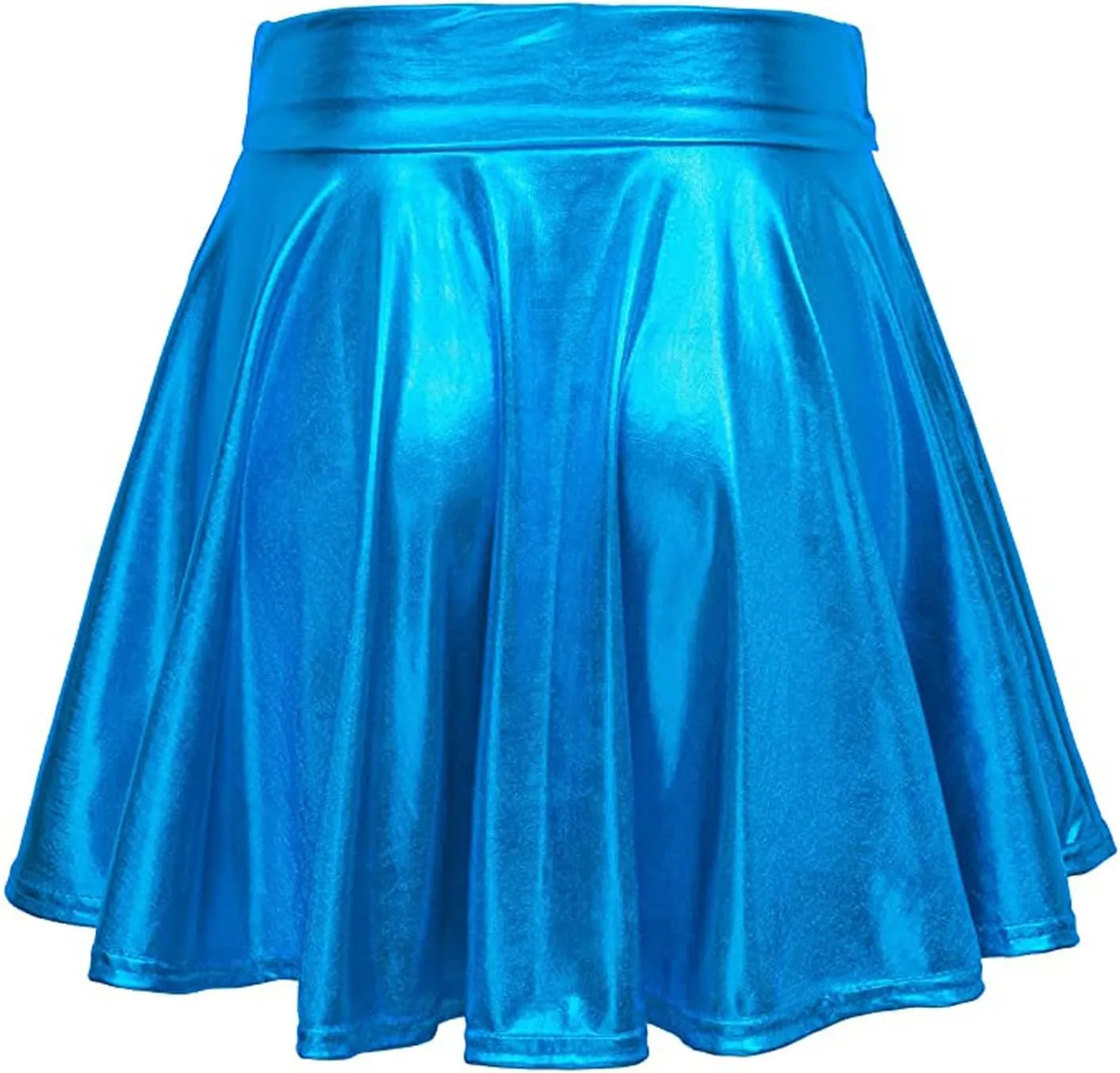 Pleated Skirts for Women Metallic Mini Skirt Sexy Holographic Shiny Flared A-Line Skater Skirts for Casual/Club/Rave