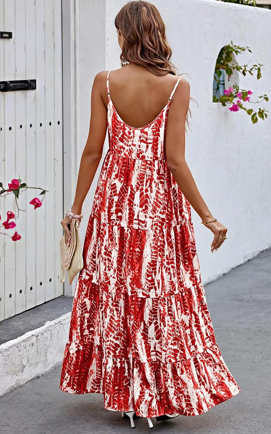PRETTYGARDEN Women Summer Dresses 2025 Spaghetti Strap Scoop Neck Floral Maxi Dress Flowy Boho Long Sundress with Pockets