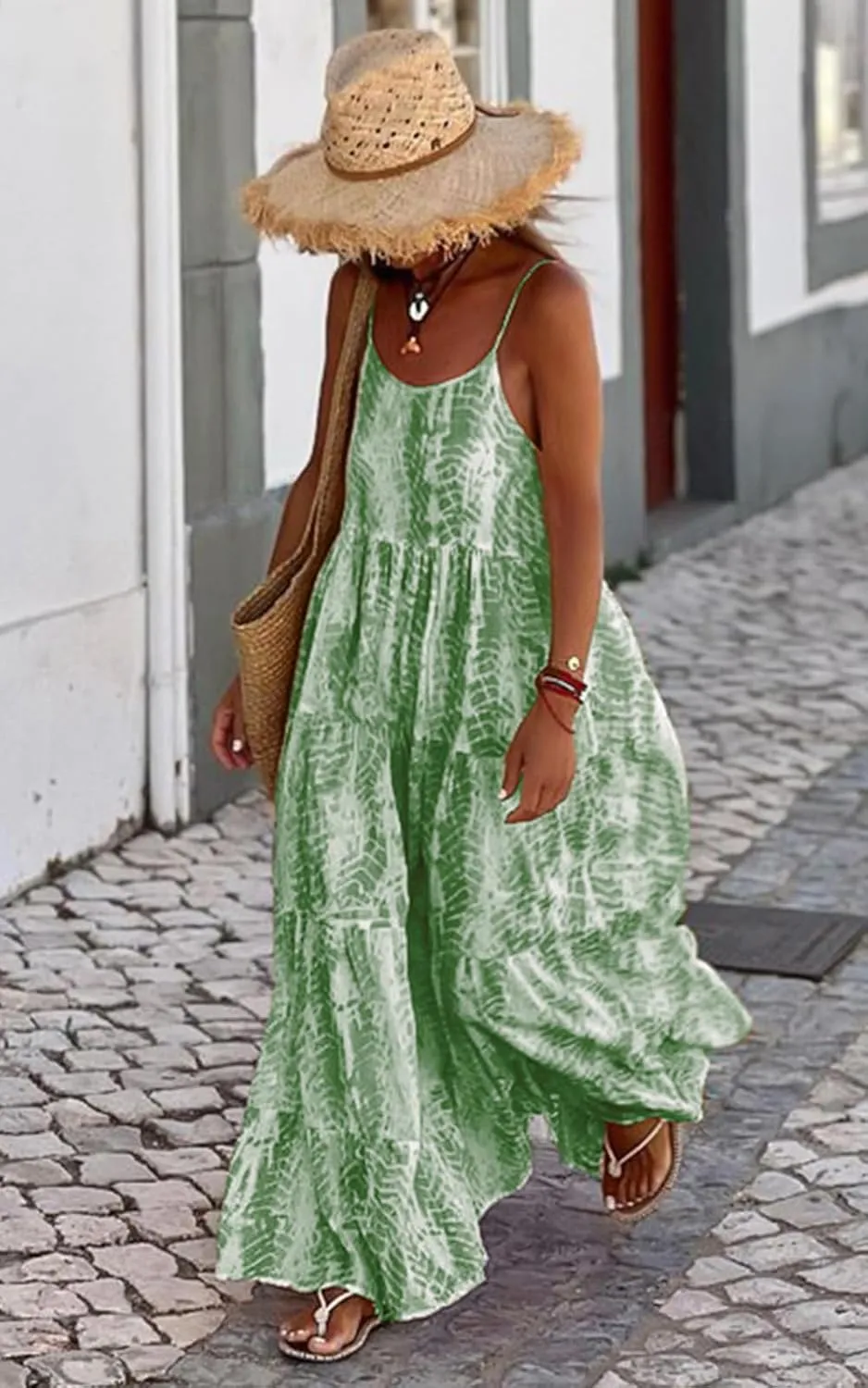 PRETTYGARDEN Women Summer Dresses 2025 Spaghetti Strap Scoop Neck Floral Maxi Dress Flowy Boho Long Sundress with Pockets