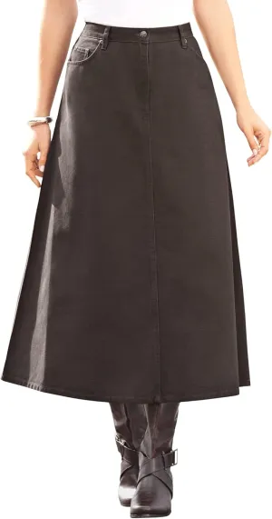 Roaman's Women's Plus Size Complete Cotton A-Line Skirt
