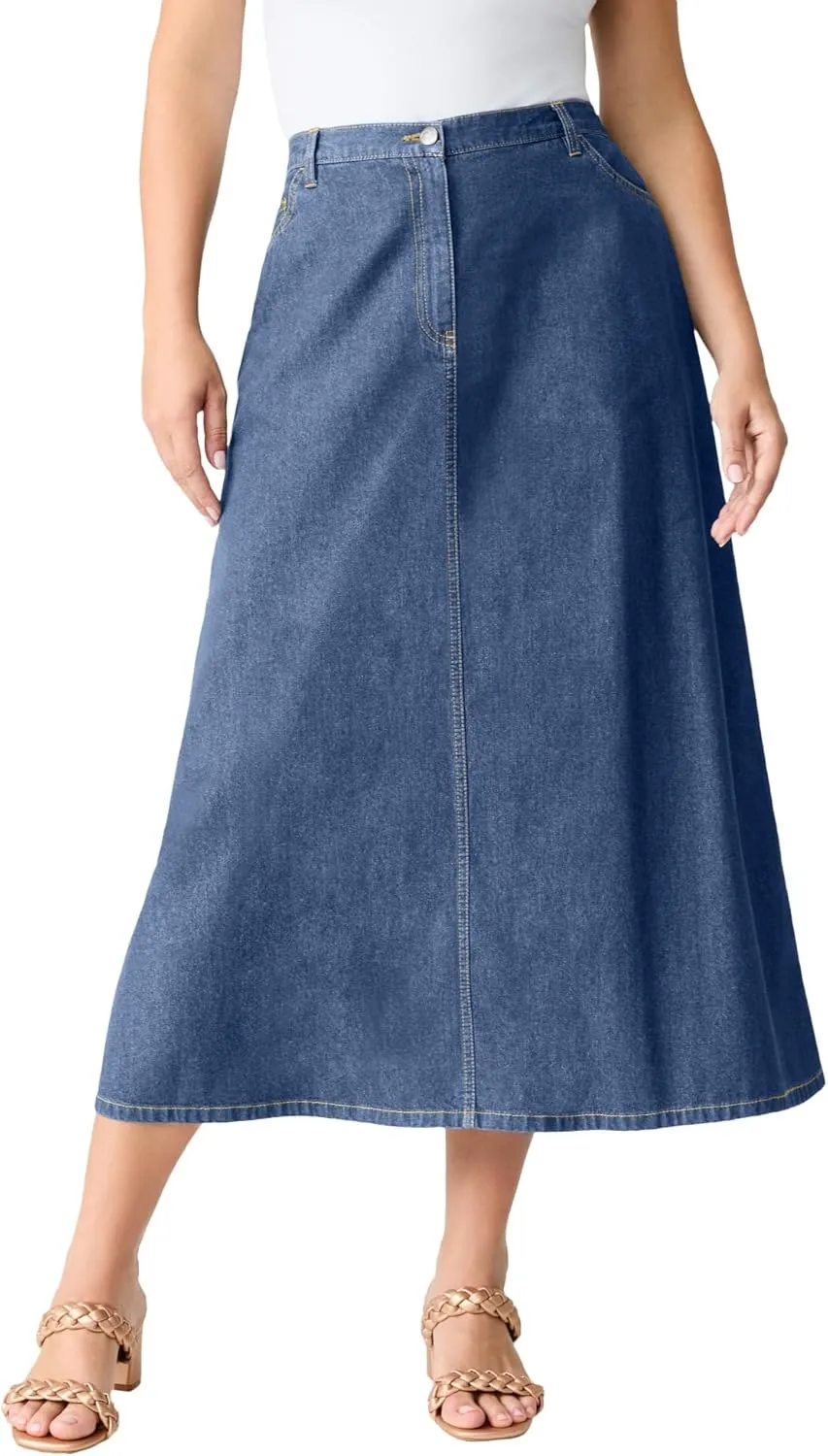 Roaman's Women's Plus Size Complete Cotton A-Line Skirt