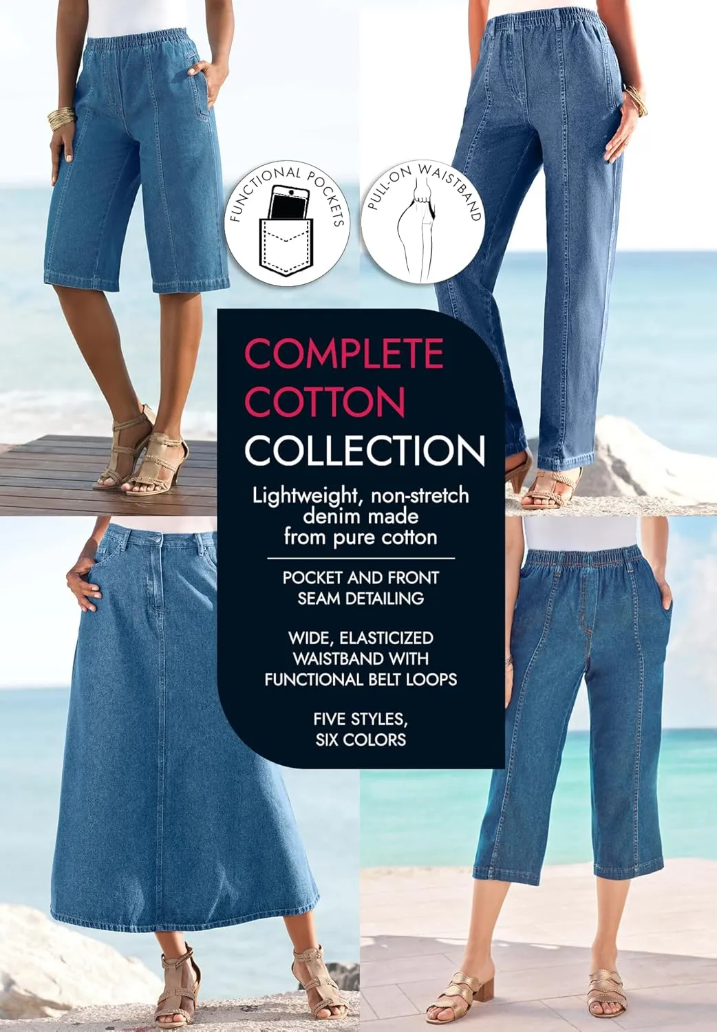 Roaman's Women's Plus Size Complete Cotton A-Line Skirt