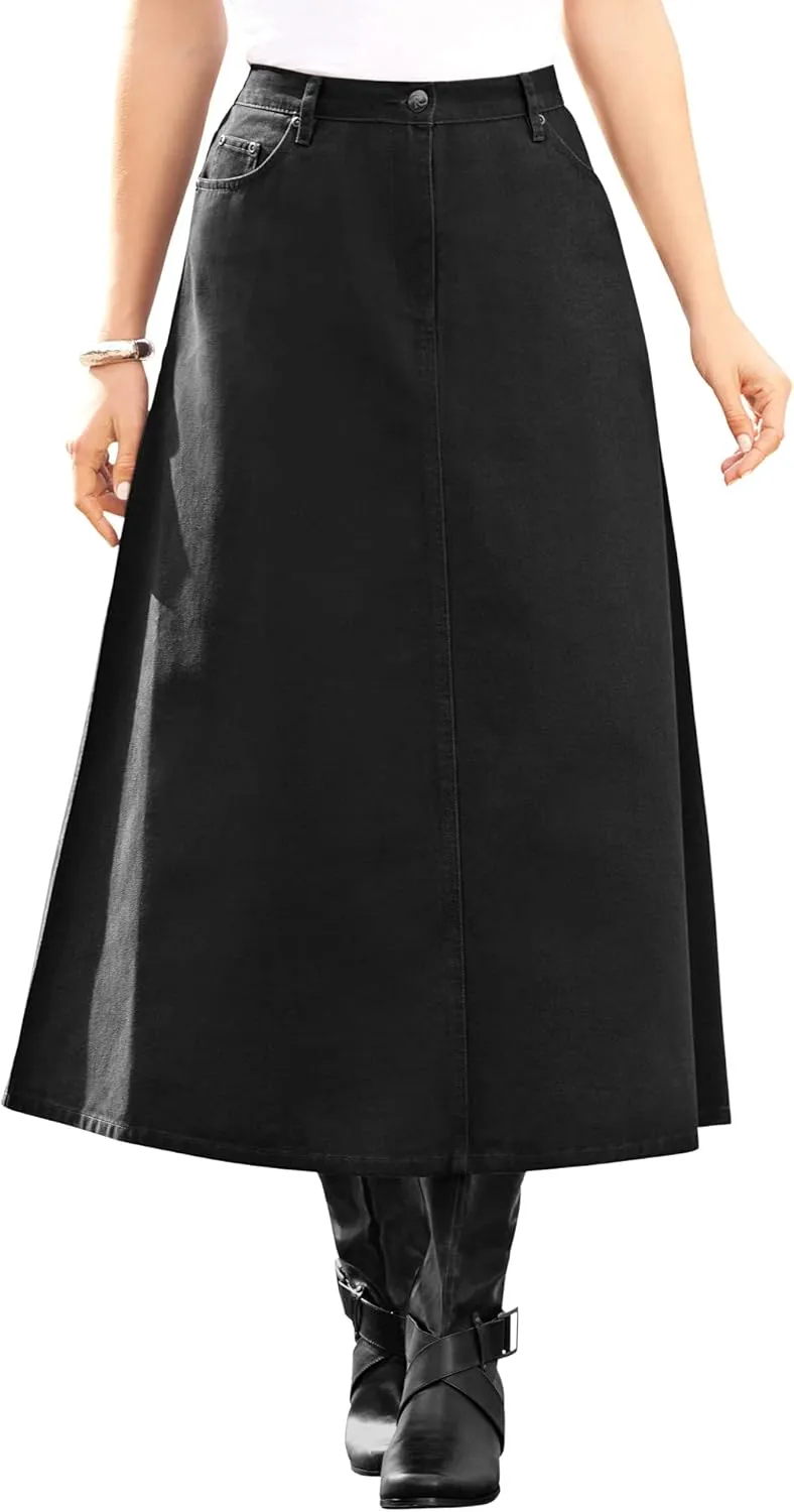 Roaman's Women's Plus Size Complete Cotton A-Line Skirt
