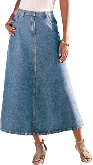 Roaman's Women's Plus Size Complete Cotton A-Line Skirt