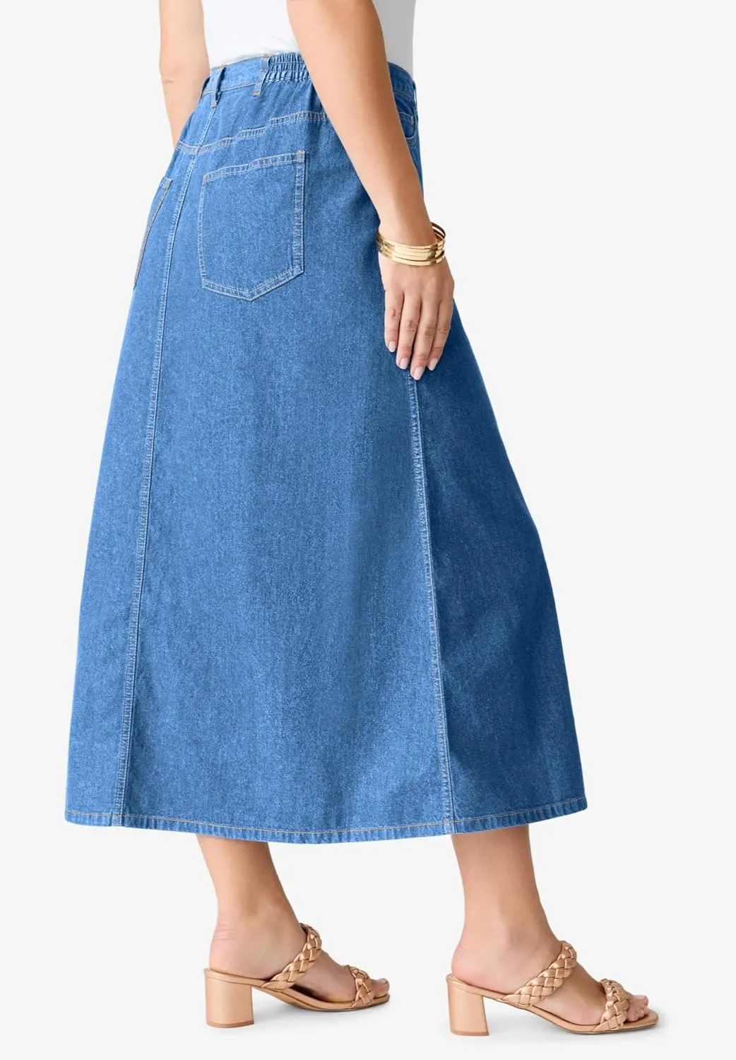 Roaman's Women's Plus Size Complete Cotton A-Line Skirt