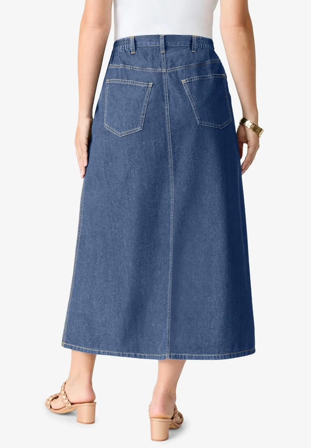 Roaman's Women's Plus Size Complete Cotton A-Line Skirt